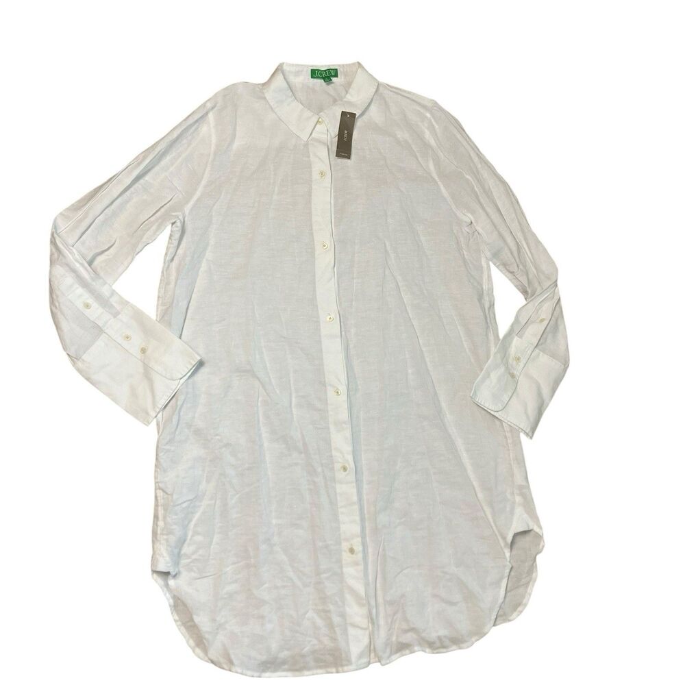 J Crew Cover Up Womens XL White Linen Cotton Button Front Beach Coastal - Picture 3 of 13